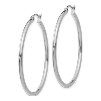 14K White Gold 40mm Tube Hoop Earrings – view 3