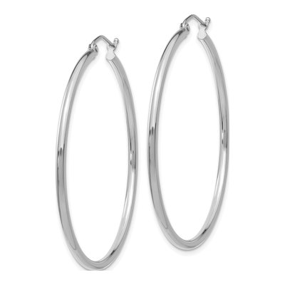 14K White Gold 45mm Tube Hoop Earrings – view 3