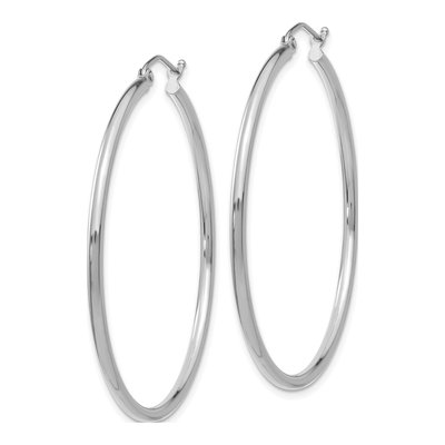 14K White Gold 45mm Tube Hoop Earrings – view 3