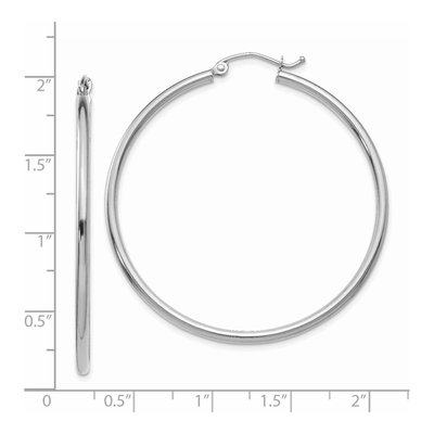 14K White Gold 45mm Tube Hoop Earrings – view 5