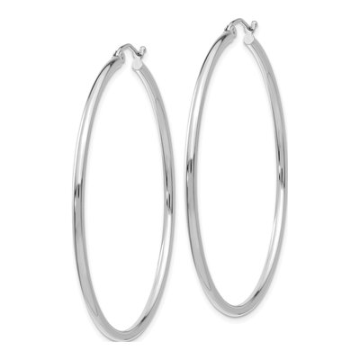 14K White Gold 50mm Tube Hoop Earrings – view 3