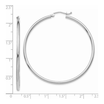 14K White Gold 50mm Tube Hoop Earrings – view 5