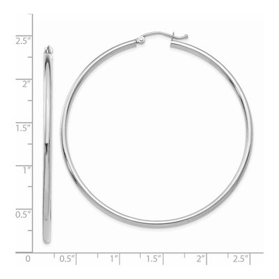 14K White Gold 55mm Tube Hoop Earrings – view 5