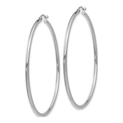14K White Gold 55mm Tube Hoop Earrings – view 3