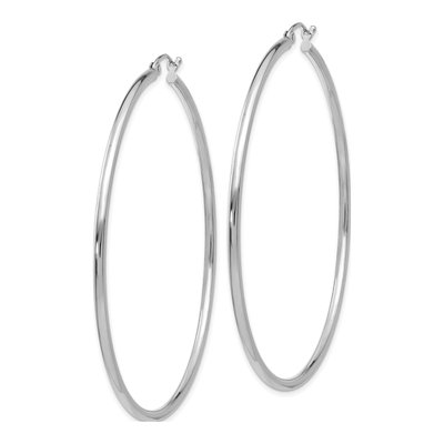 14K White Gold 60mm Tube Hoop Earrings – view 3