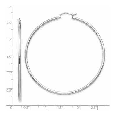 14K White Gold 60mm Tube Hoop Earrings – view 5