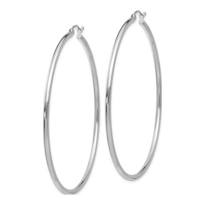 14K White Gold 60mm Tube Hoop Earrings – view 2