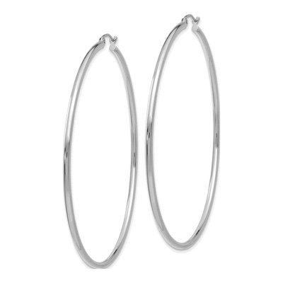 14K White Gold 65mm Tube Hoop Earrings – view 3