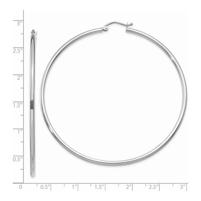 14K White Gold 65mm Tube Hoop Earrings – view 5