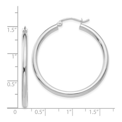 14K White Gold 35mm Round Tube Hoop Earrings – view 5