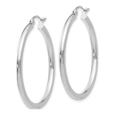 14K White Gold 36mm Tube Hoop Earrings – view 3