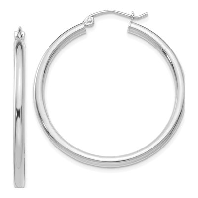 14K White Gold 36mm Tube Hoop Earrings