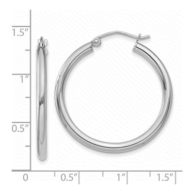 14K White Gold 30mm Round Tube Hoop Earrings – view 4