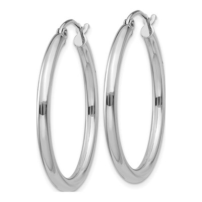 14K White Gold 30mm Tube Hoop Earrings – view 2
