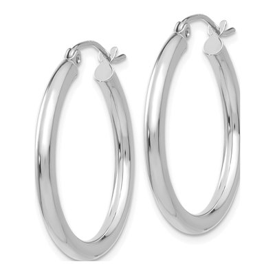 14K White Gold 25mm Tube Hoop Earrings – view 3