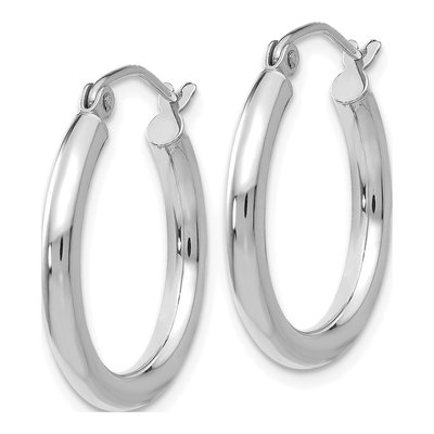 14K White Gold 20mm Tube Hoop Earrings – view 3