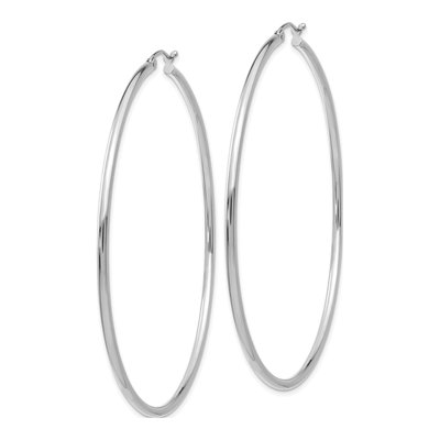 14K White Gold 65mm Round Tube Hoop Earrings – view 3