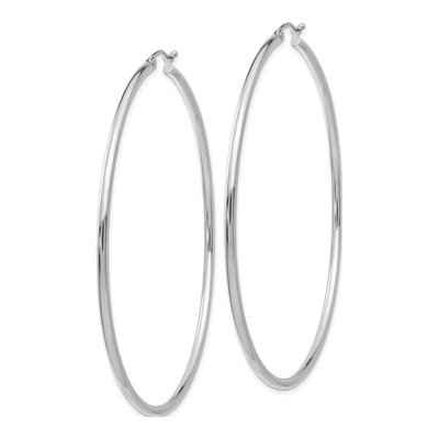 14K White Gold 65mm Tube Hoop Earrings – view 3