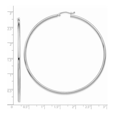 14K White Gold 65mm Tube Hoop Earrings – view 5