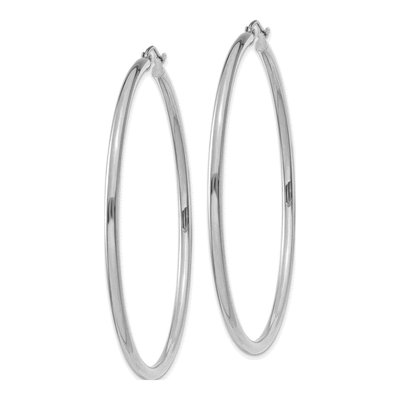 14K White Gold 60mm Tube Hoop Earrings – view 2