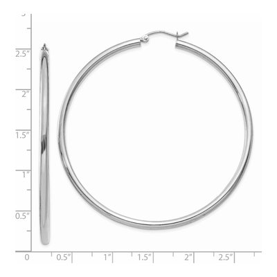 14K White Gold 60mm Tube Hoop Earrings – view 4