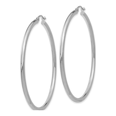 14K White Gold 55mm Tube Hoop Earrings – view 3