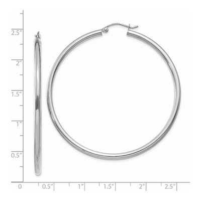 14K White Gold 55mm Tube Hoop Earrings – view 5