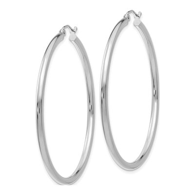 14K White Gold 50mm Tube Hoop Earrings – view 2