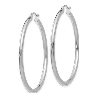 14K White Gold 45mm Round Tube Hoop Earrings – view 2