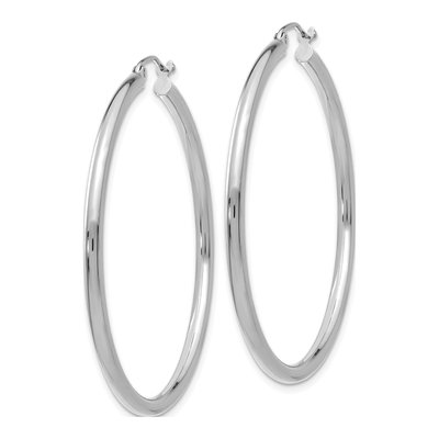 14K White Gold 45mm Tube Hoop Earrings – view 3