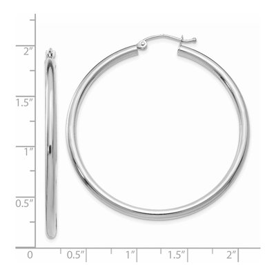 14K White Gold 45mm Tube Hoop Earrings – view 5