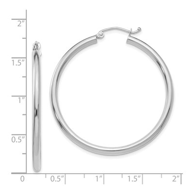 14K White Gold 40mm Tube Hoop Earrings – view 5