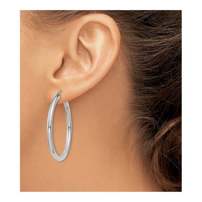 14K White Gold 40mm Tube Hoop Earrings – view 4