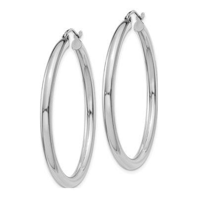 14K White Gold 40mm Tube Hoop Earrings – view 2