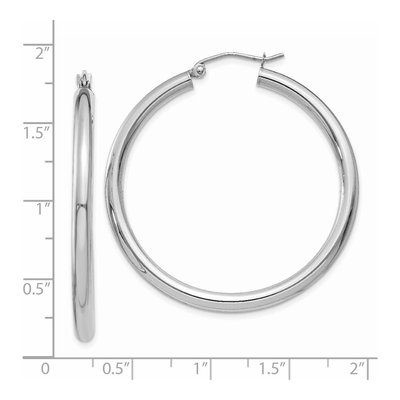14K White Gold 40mm Tube Hoop Earrings – view 4