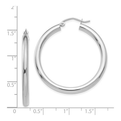 14K White Gold 35mm Tube Hoop Earrings – view 5