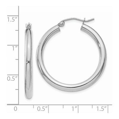 14K White Gold 30mm Tube Hoop Earrings – view 5