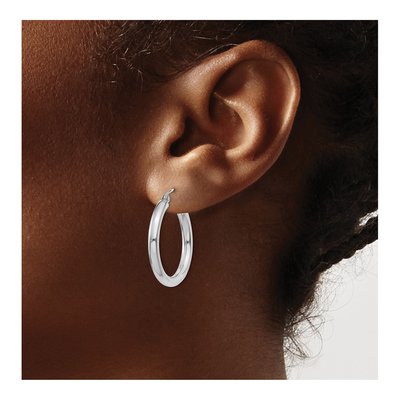 14K White Gold 25mm Tube Hoop Earrings – view 4