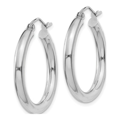 14K White Gold 25mm Tube Hoop Earrings – view 2
