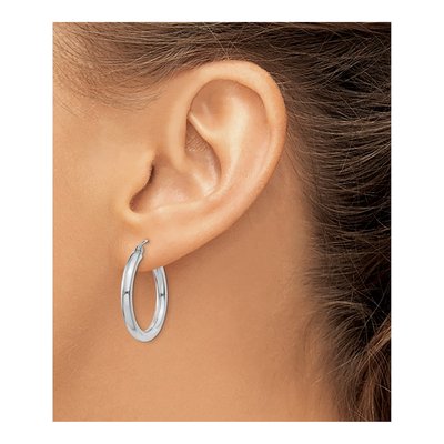 14K White Gold 25mm Tube Hoop Earrings – view 3