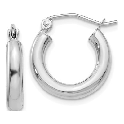 14K White Gold 16mm Tube Hoop Earrings