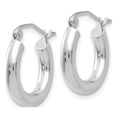 14K White Gold 16mm Tube Hoop Earrings – view 3