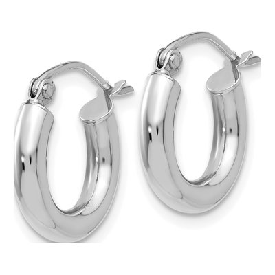 14K White Gold 14mm Tube Hoop Earrings – view 2