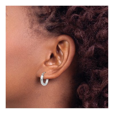 14K White Gold 14mm Tube Hoop Earrings – view 4