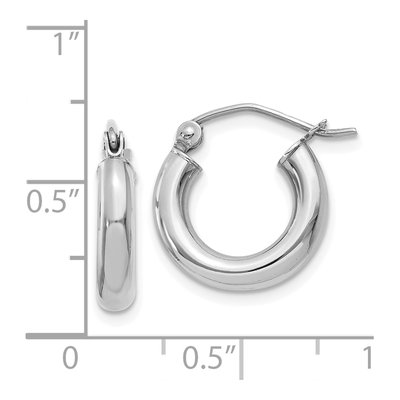 14K White Gold 14mm Tube Hoop Earrings – view 5
