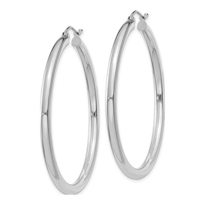 14K White Gold 45mm Tube Hoop Earrings – view 3