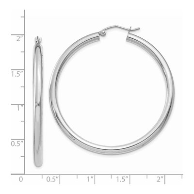 14K White Gold 45mm Tube Hoop Earrings – view 5