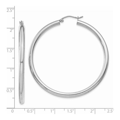 14K White Gold 50mm Tube Hoop Earrings – view 5