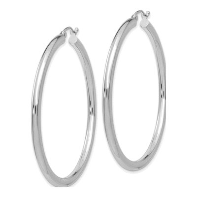 14K White Gold 50mm Tube Hoop Earrings – view 3