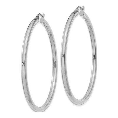 14K White Gold 55mm Tube Hoop Earrings – view 3